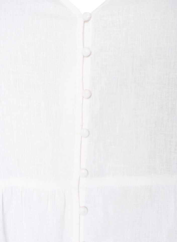 Bluse aus Leinen und Viskose mit V-Ausschnitt und Knopfverschluss, Wei&szlig;, Packshot image number 2