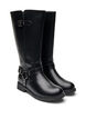 Hoher Stiefel aus Leder mit Zierschnallen, Schwarz, Packshot image number 1