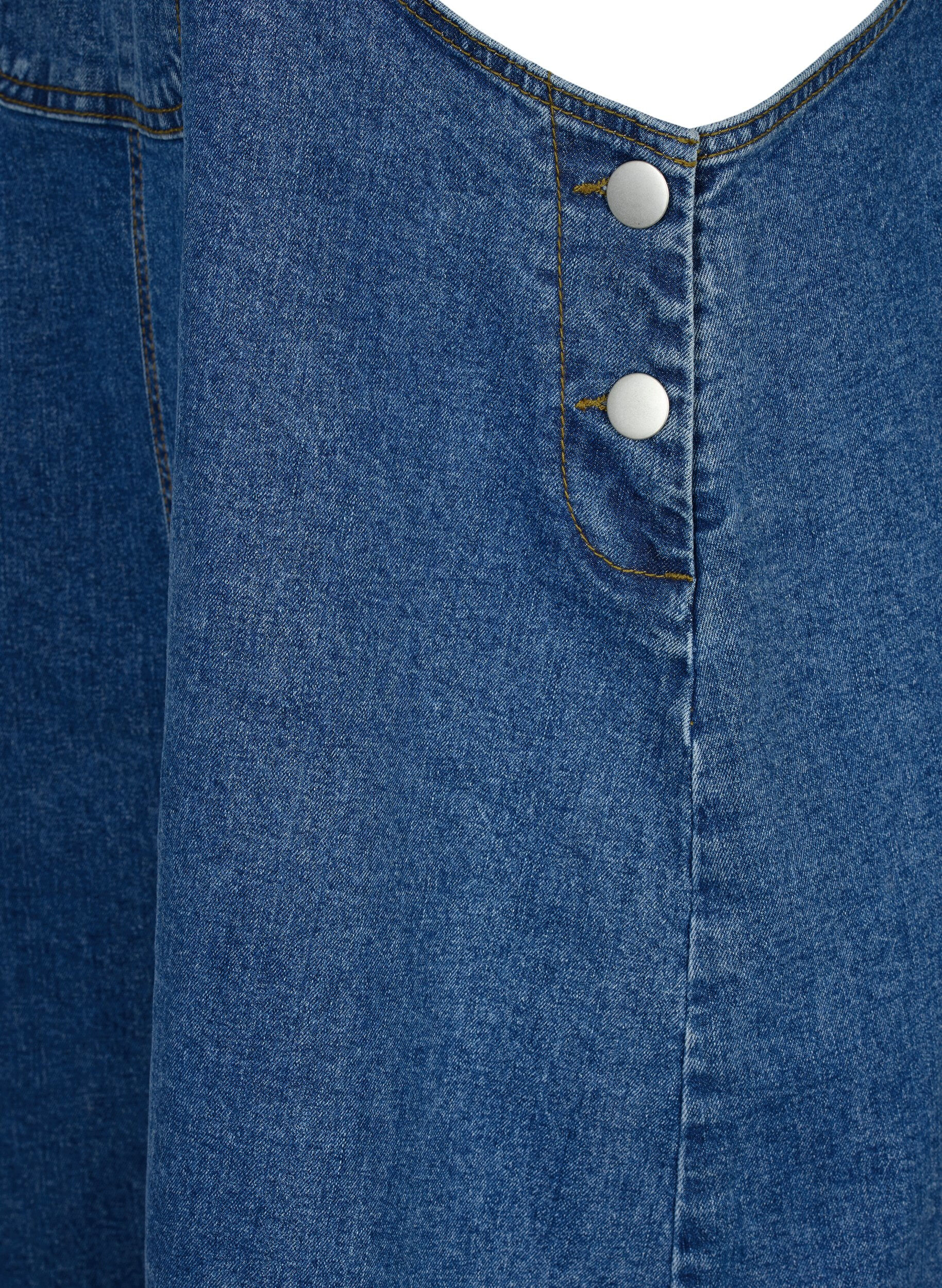 Zizzi Jeans-Latzkleid, Blau, Packshot image number 3
