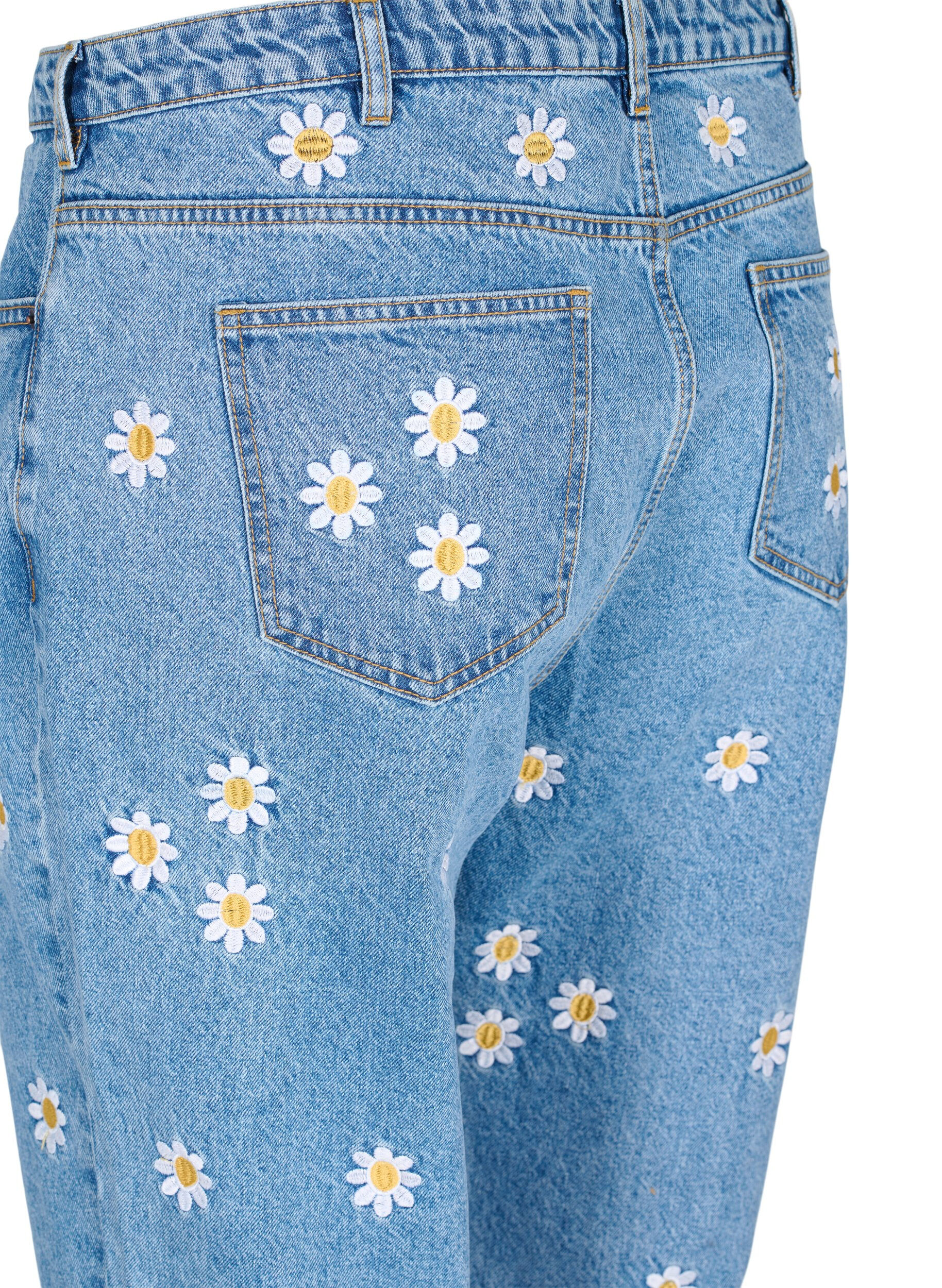 Jeanshosen mit blumen Clearance