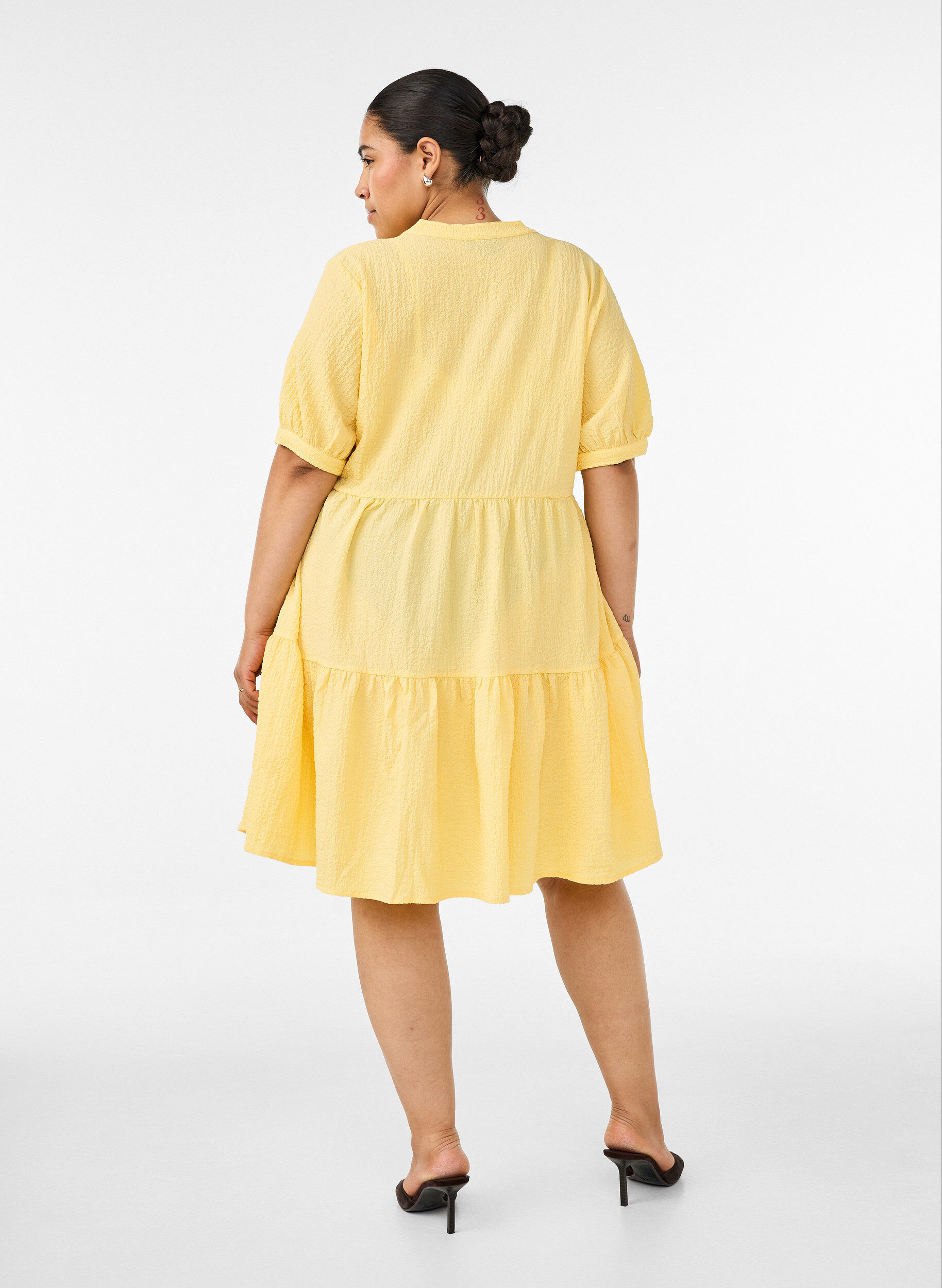 ZizziKurzes A-Linien-Kleid, Gelb, Model image number 2
