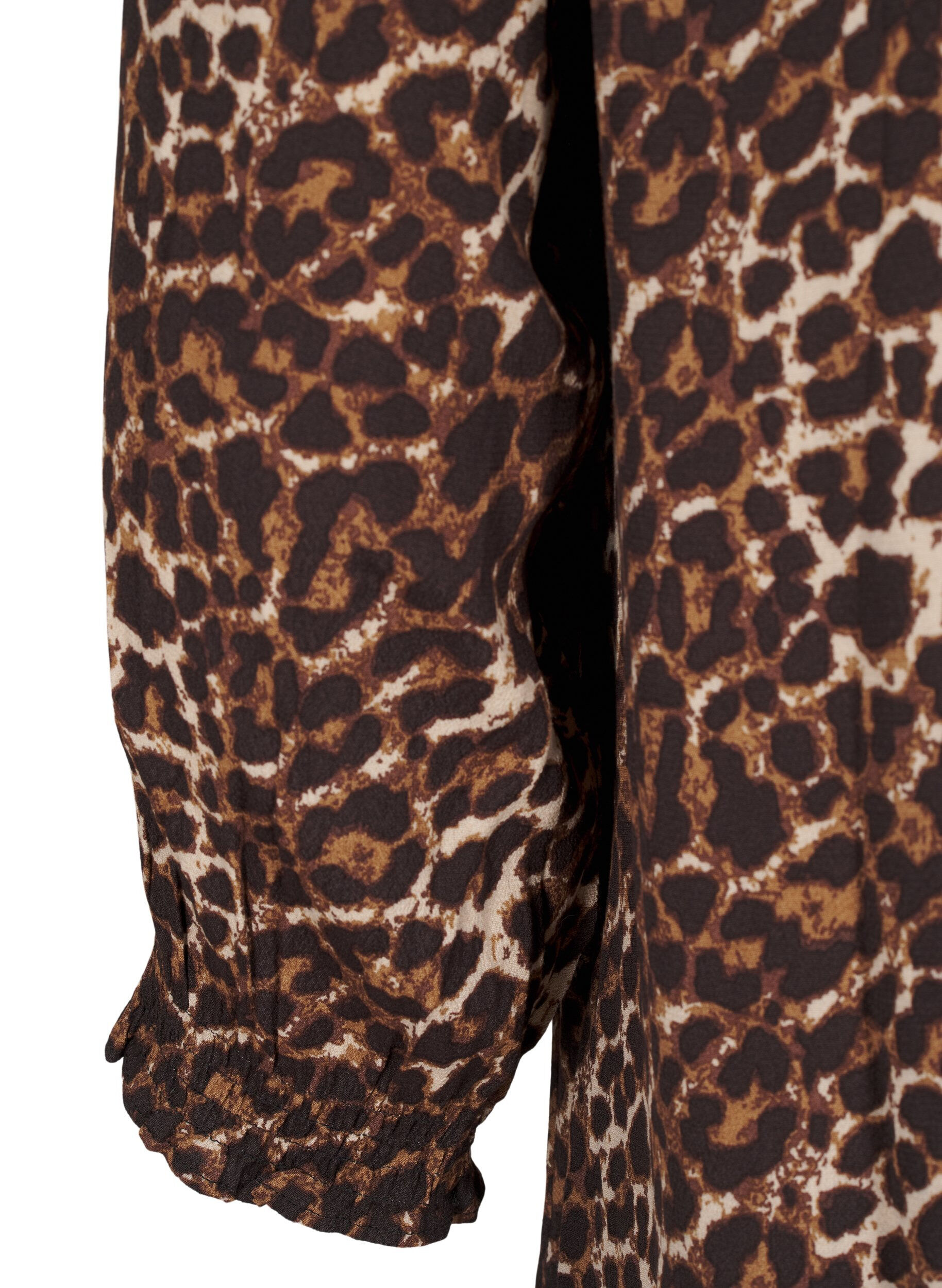 Zizzi Langes Kleid mit Leopardenmuster und 3/4-&Auml;rmeln, Leo AOP, Packshot image number 3