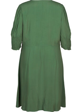 Kleid mit 3/4 Ärmeln aus Viskose, Dark Ivy, Packshot image number 1