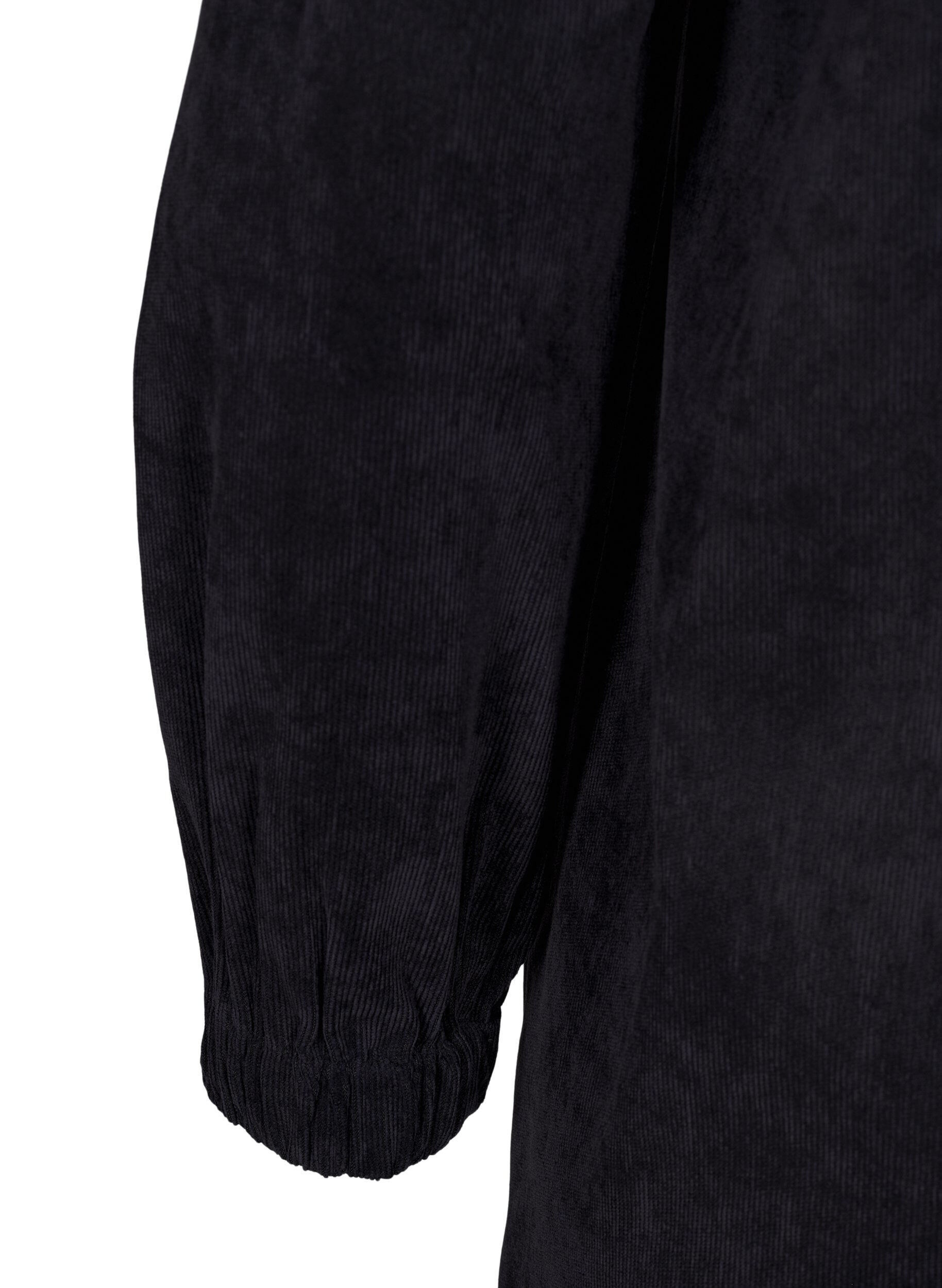 Zizzi Kurzes Samtkleid mit langen &Auml;rmeln, Schwarz, Packshot image number 3