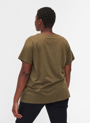 T-Shirt aus Bio-Baumwolle mit Printdetails, Ivy Green, Model image number 1