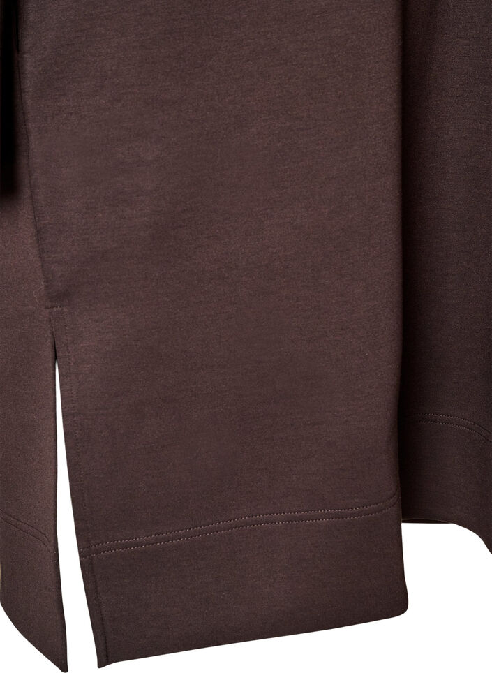 Sportliches Sweatkleid mit hohem Kragen und Rei&szlig;verschluss, Braun, Packshot image number 3
