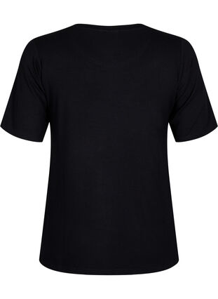 T-Shirt aus gerippter Viskose, Black, Packshot image number 1