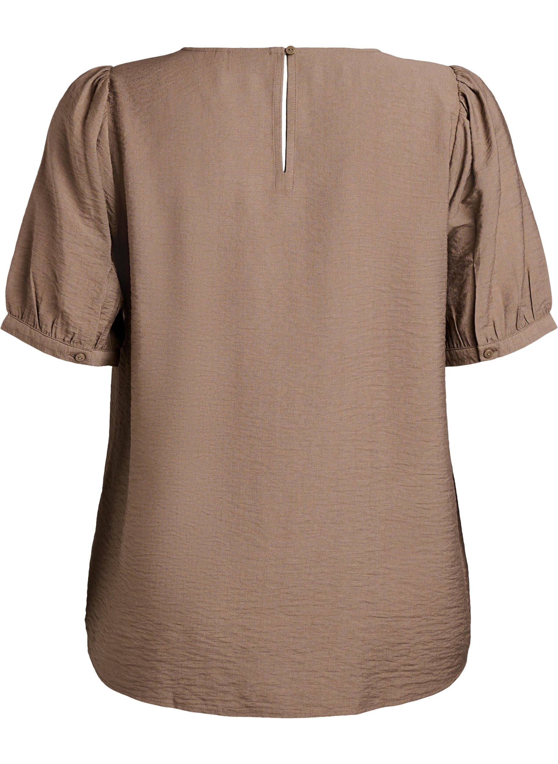 Zizzi Bluse aus Viskose mit halben &Auml;rmeln, Braun, Packshot image number 1
