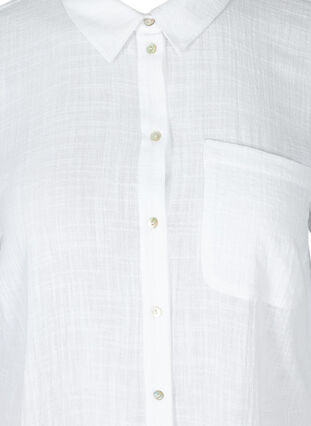 Langarm Hemdbluse aus strukturierter Baumwolle, White, Packshot image number 2