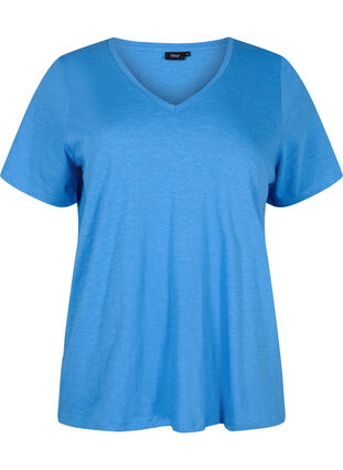Kurzärmliges Basic-T-Shirt mit V-Ausschnitt, Provence , Packshot image number 0