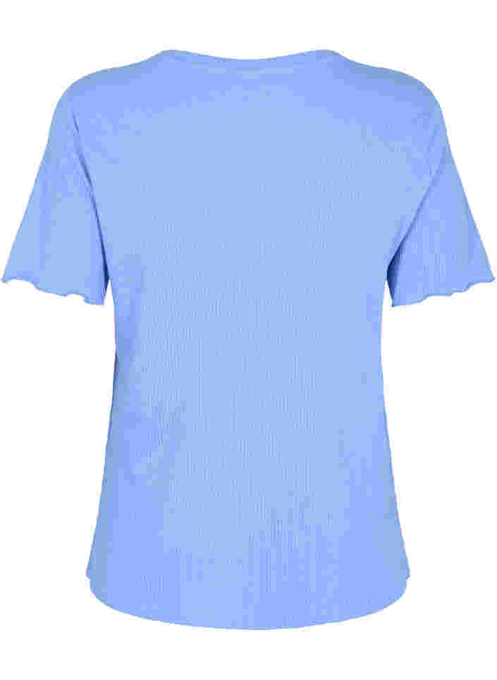 Kurzarm T-Shirt aus Rippqualität, Wedgewood, Packshot image number 1