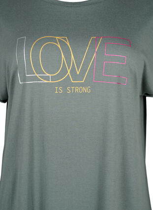 Kurzärmliges Nachthemd mit Textdruck, Balsam Green Love, Packshot image number 2