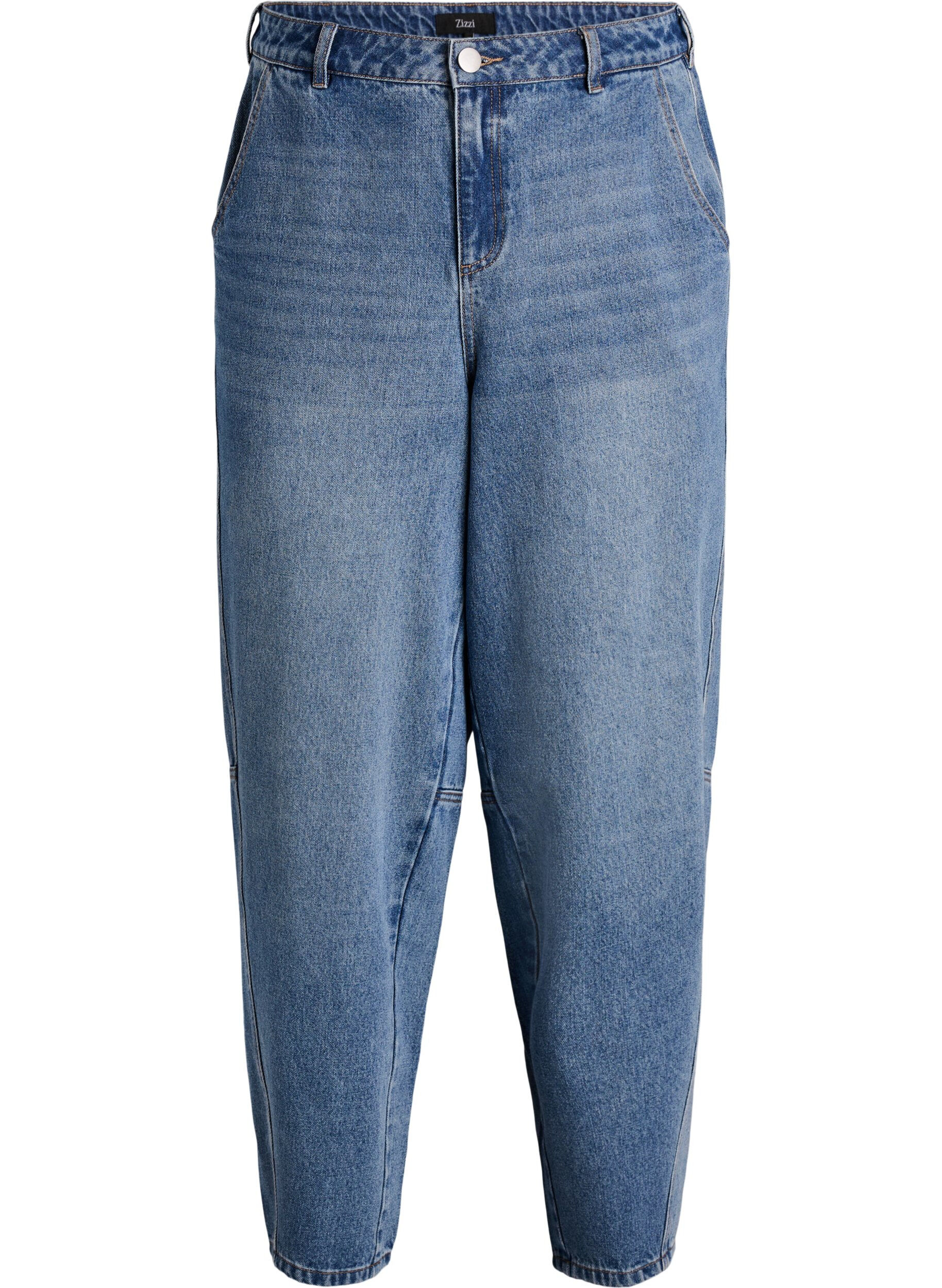 Hoch taillierte Barrel-Jeans