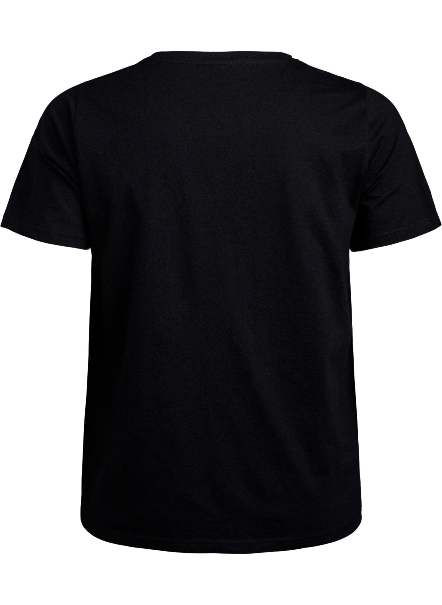 Zizzi T-Shirt aus Bio-Baumwolle mit Brusttasche, Schwarz, Packshot image number 1