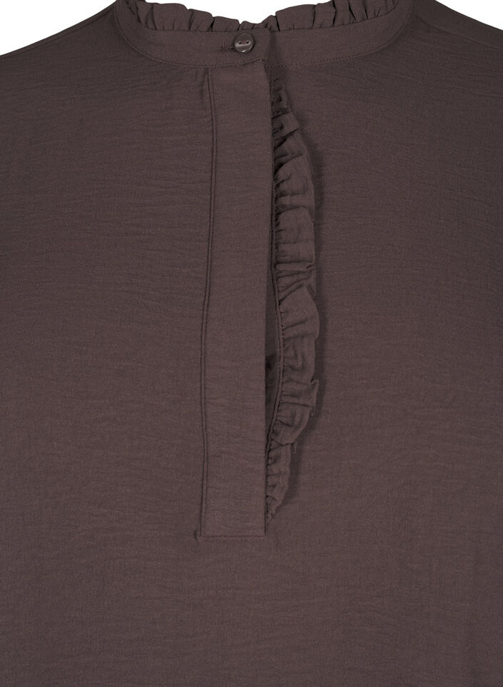 Kleid mit langen Ärmeln und Rüschen-Detail, Chocolate Martini, Packshot image number 2