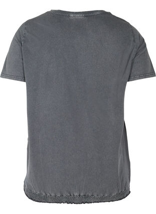 T-Shirt aus Baumwolle mit Nieten und Smock, Grey Wash, Packshot image number 1