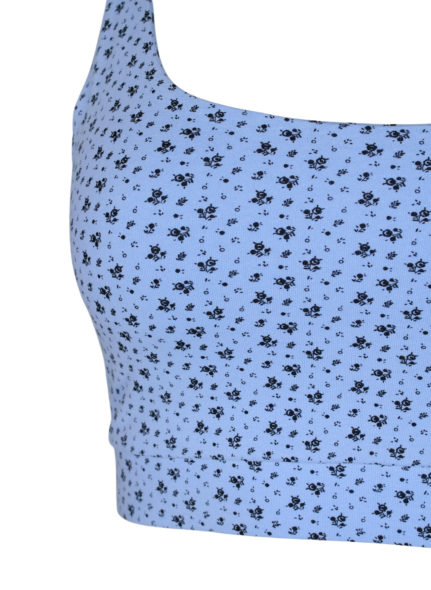 Zizzi 2er-Pack BH-Tops aus Baumwolle mit verstellbaren Tr&auml;gern, Serenity AOP/Black, Packshot image number 2