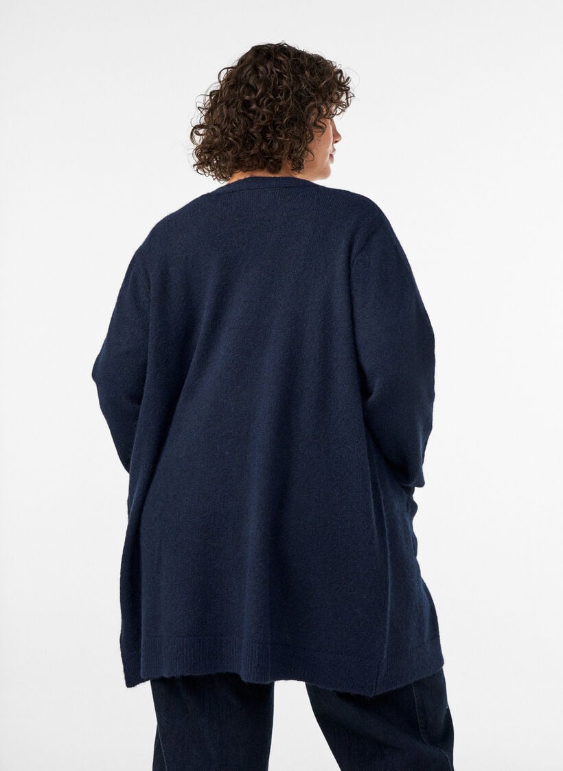 Lange Strickjacke mit Taschen, Blau, Model image number 2