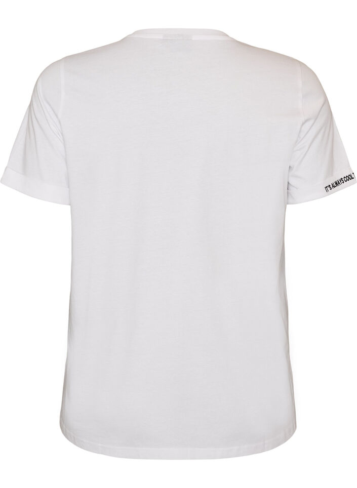T-Shirt aus Baumwolle mit aufgesticktem Text, Wei&szlig;, Packshot image number 1