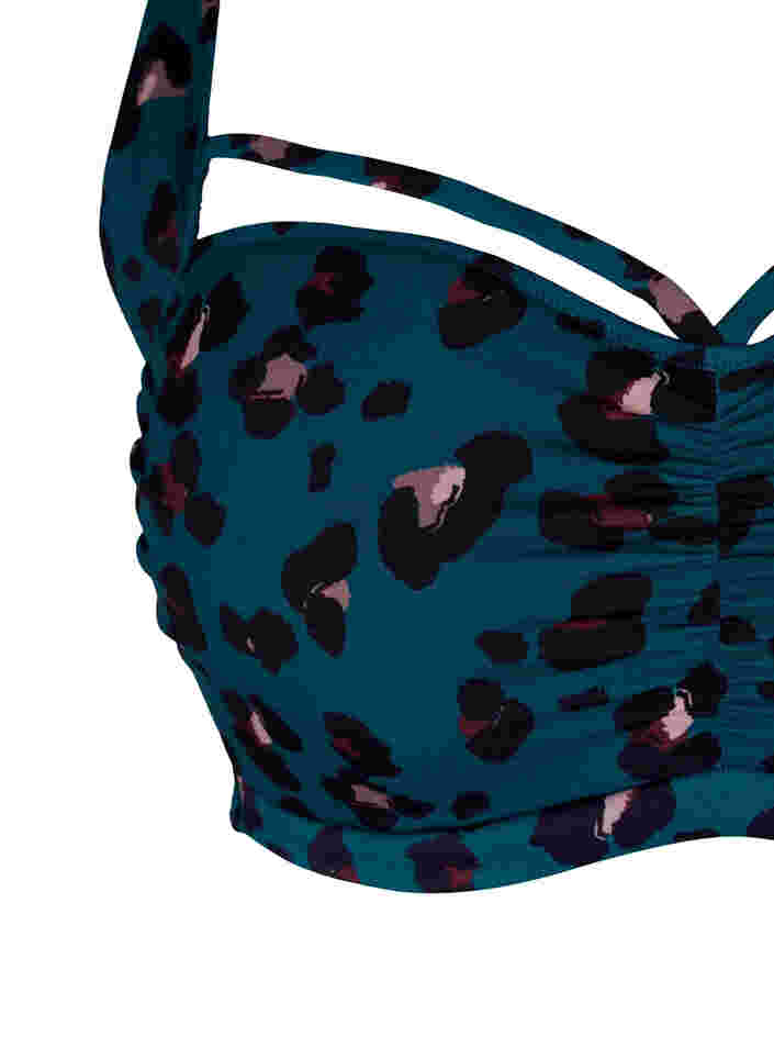 Bikini-BH mit Raffungen und Zierbändern, Leopard, Packshot image number 2