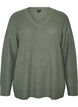 Lange Rippstrickbluse mit V-Ausschnitt, Gr&uuml;n, Packshot image number 0