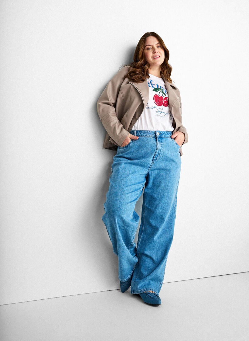 Bikerjacke aus Kunstleder, Grau, Model image number 3