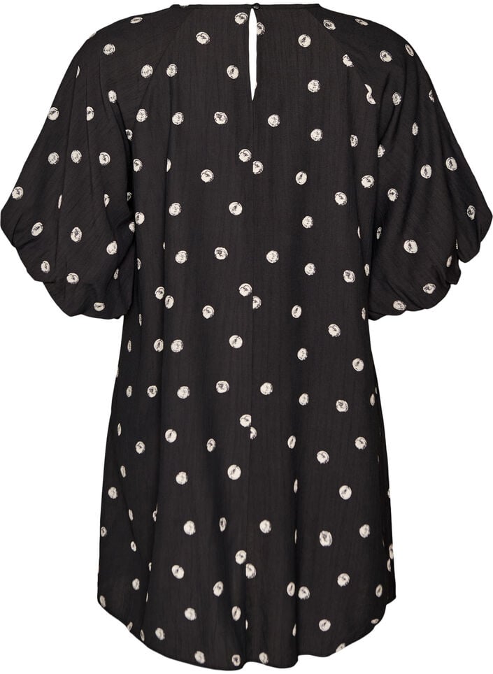 Kurzes Kleid aus Viskose mit Ballon&auml;rmeln, Schwarz, Packshot