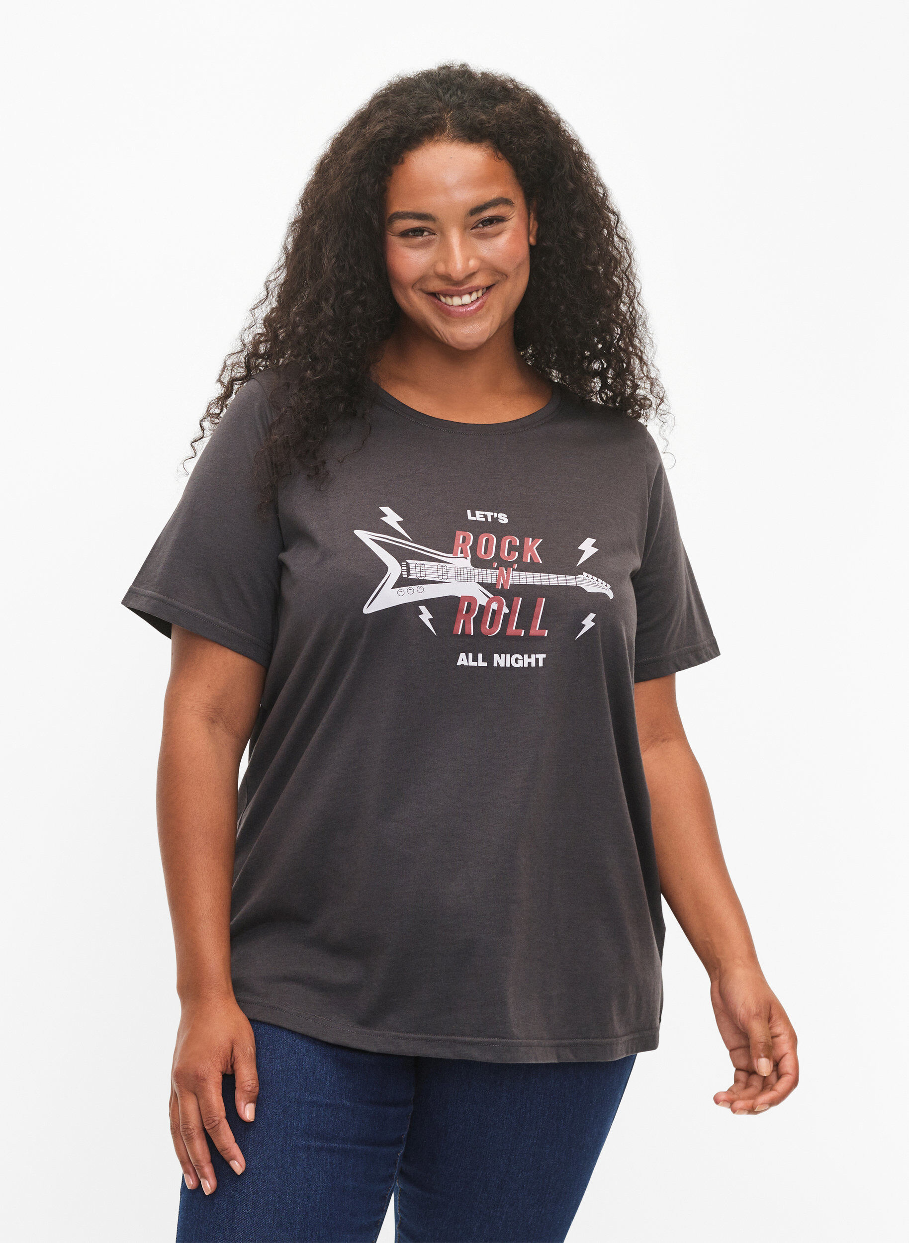 Zizzi FLASH - T-Shirt mit Motiv, Phantom, Model image number 0