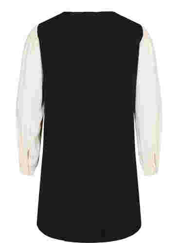 Langärmeliges Kleid aus Viskose, Black w. Cloud D., Packshot image number 1