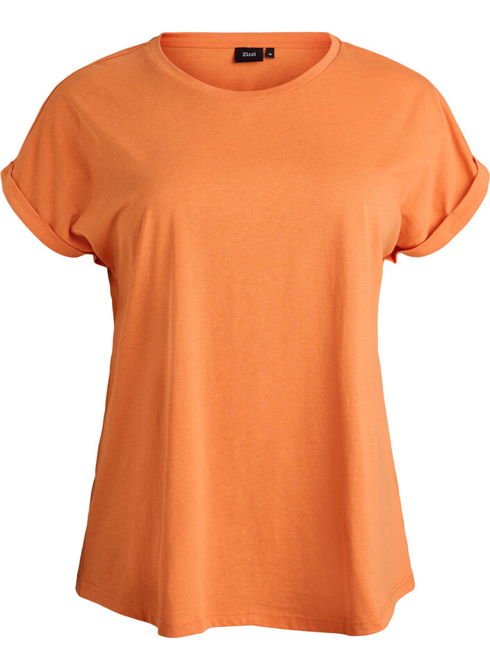 Kurz&auml;rmeliges T-Shirt aus Baumwollmischgewebe, Orange, Packshot image number 0
