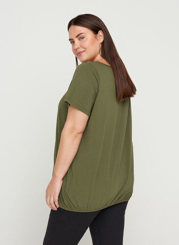 Kurzarm T-Shirt mit Rundhals und Spitze, Ivy Green, Model image number 1