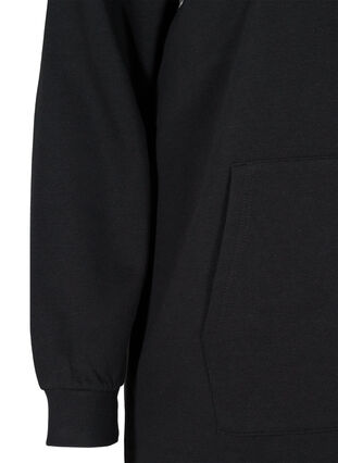 Sweatkleid mit Kapuze und Tasche, Black, Packshot image number 3