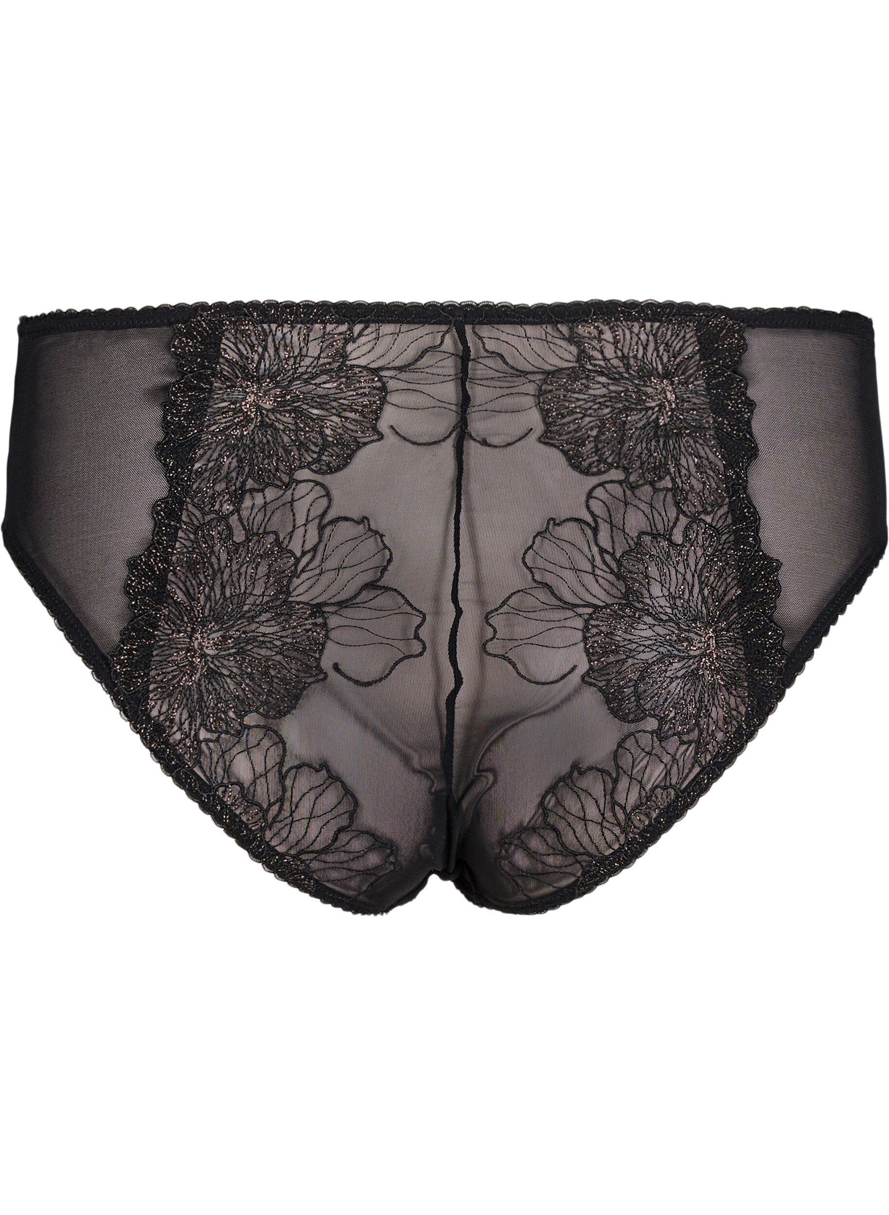 Zizzi Tai-Slip aus Mesh mit Spitzendetails, Schwarz, Packshot image number 1