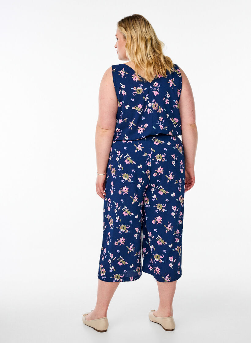 Culotte-Hose mit Print, Blau, Model image number 1
