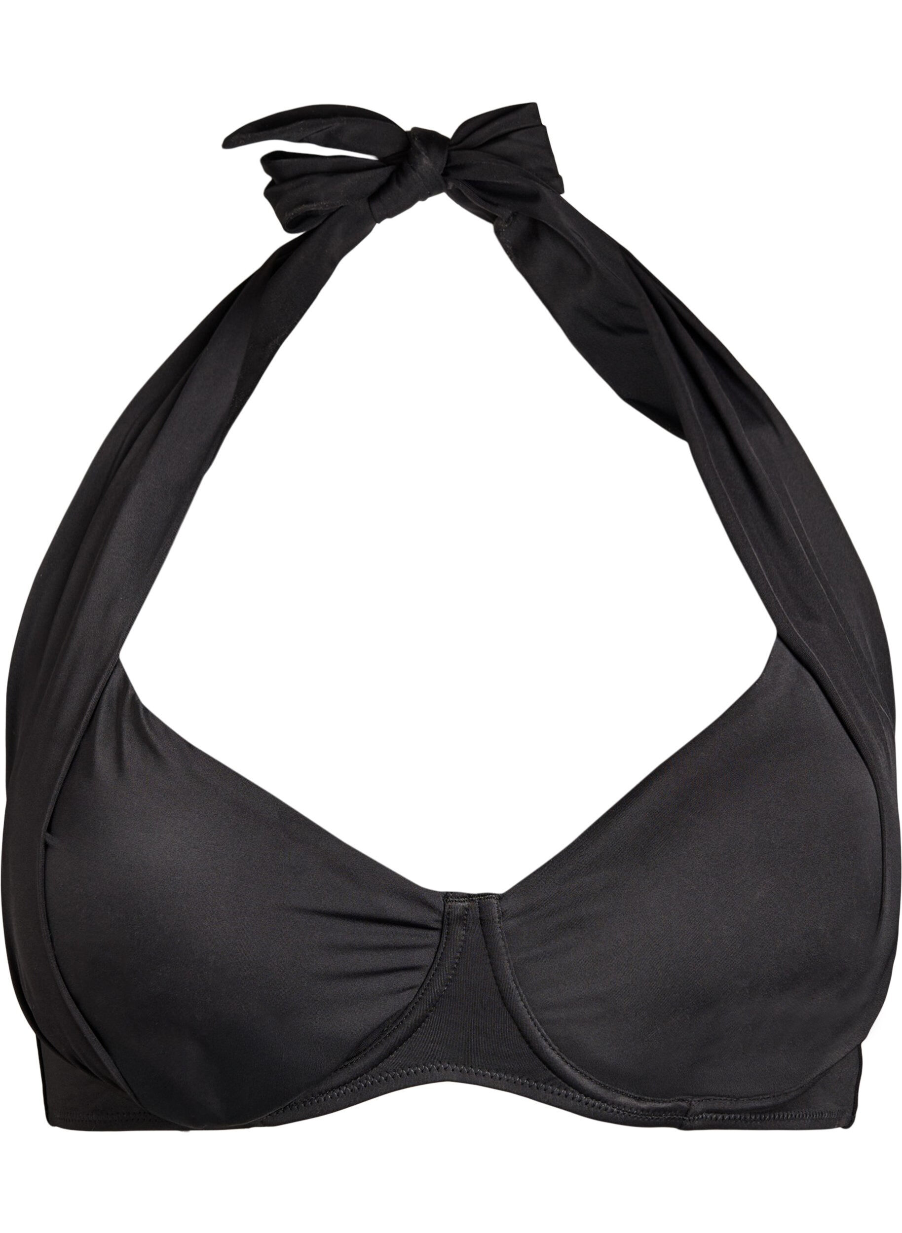 Zizzi Bikini Top mit B&uuml;gel und Neckholder, Schwarz, Packshot image number 3