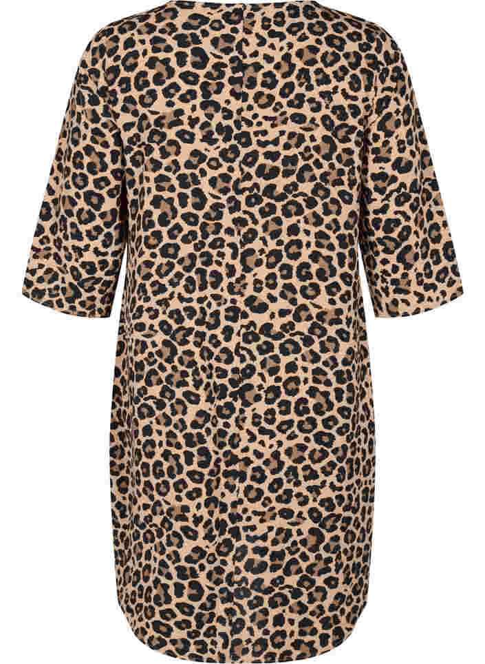 Kleid mit Print und 3/4 Armen, Leopard, Packshot image number 1