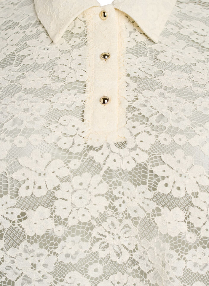 Spitzenbluse mit Kragen und 1/2-&Auml;rmeln, Vanille, Packshot image number 2