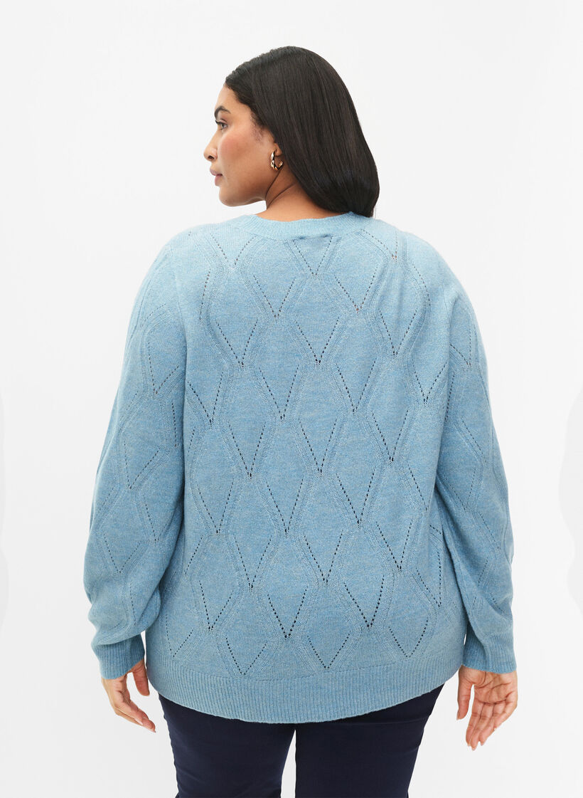 Gestrickter Pullover mit Lochmuster, Reef Waters Mel., Model image number 1