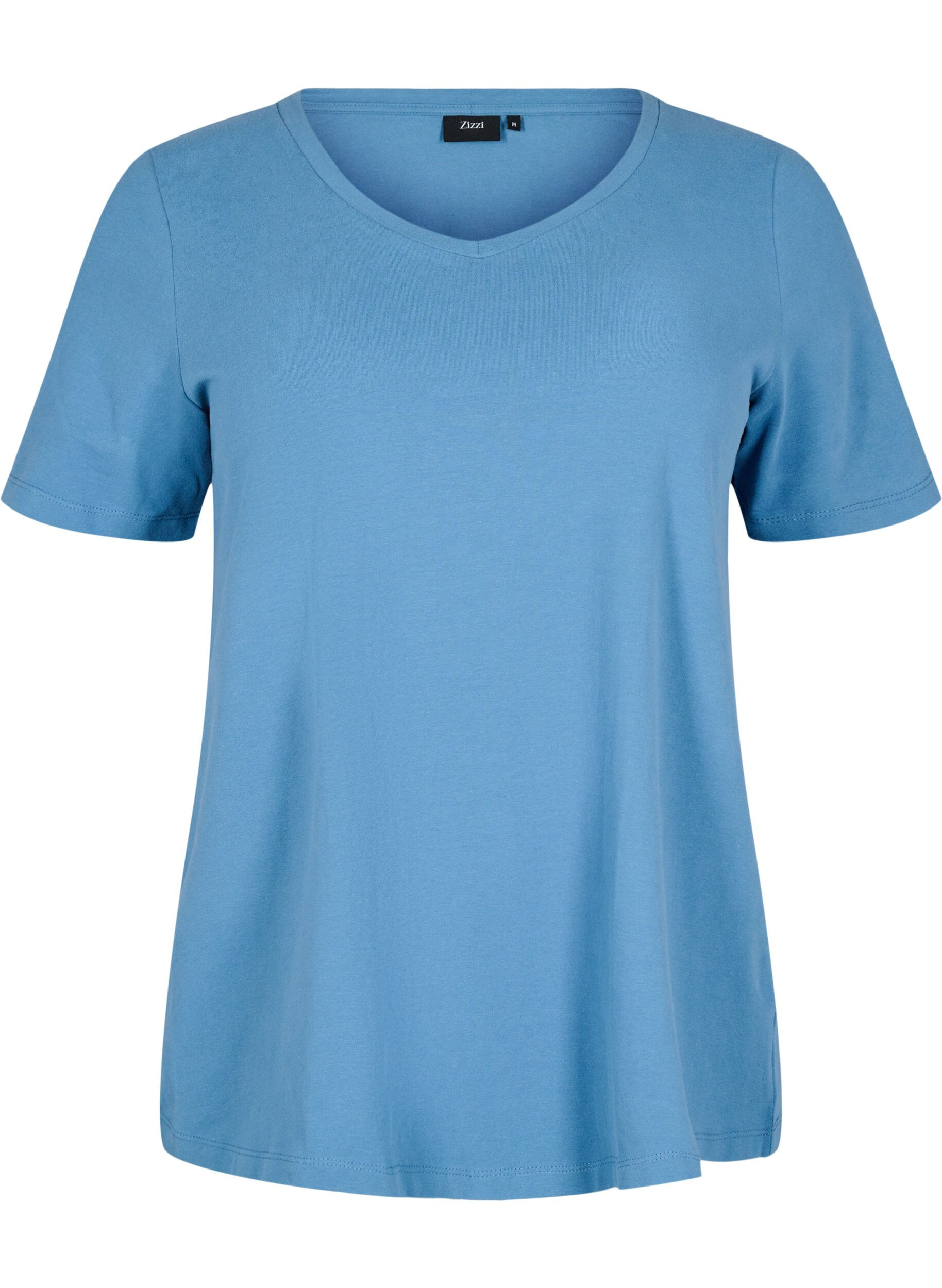 ZizziEinfarbiges basic T-Shirt aus Baumwolle, Blau, Packshot image number 0