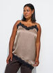 Tr&auml;gertop mit Spitze und asymmetrischem Saum, Beige, Model image number 0
