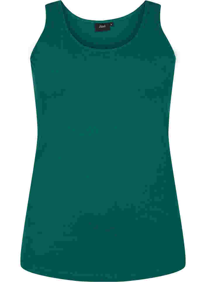 Einfarbiges basic Top aus Baumwolle, Evergreen, Packshot image number 0