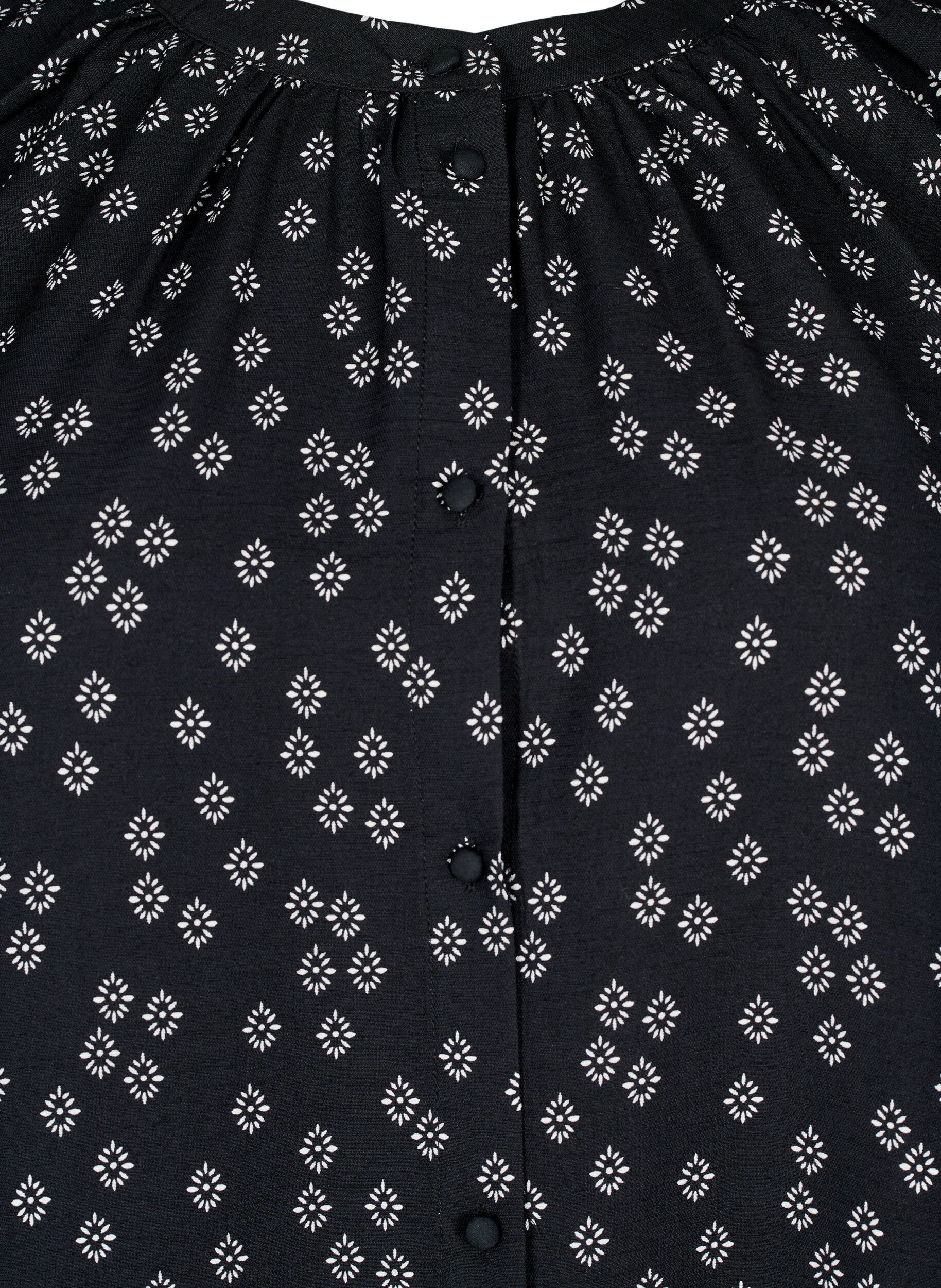 Zizzi Lang&auml;rmlige Tunika mit floralem Print, Schwarz, Packshot image number 2