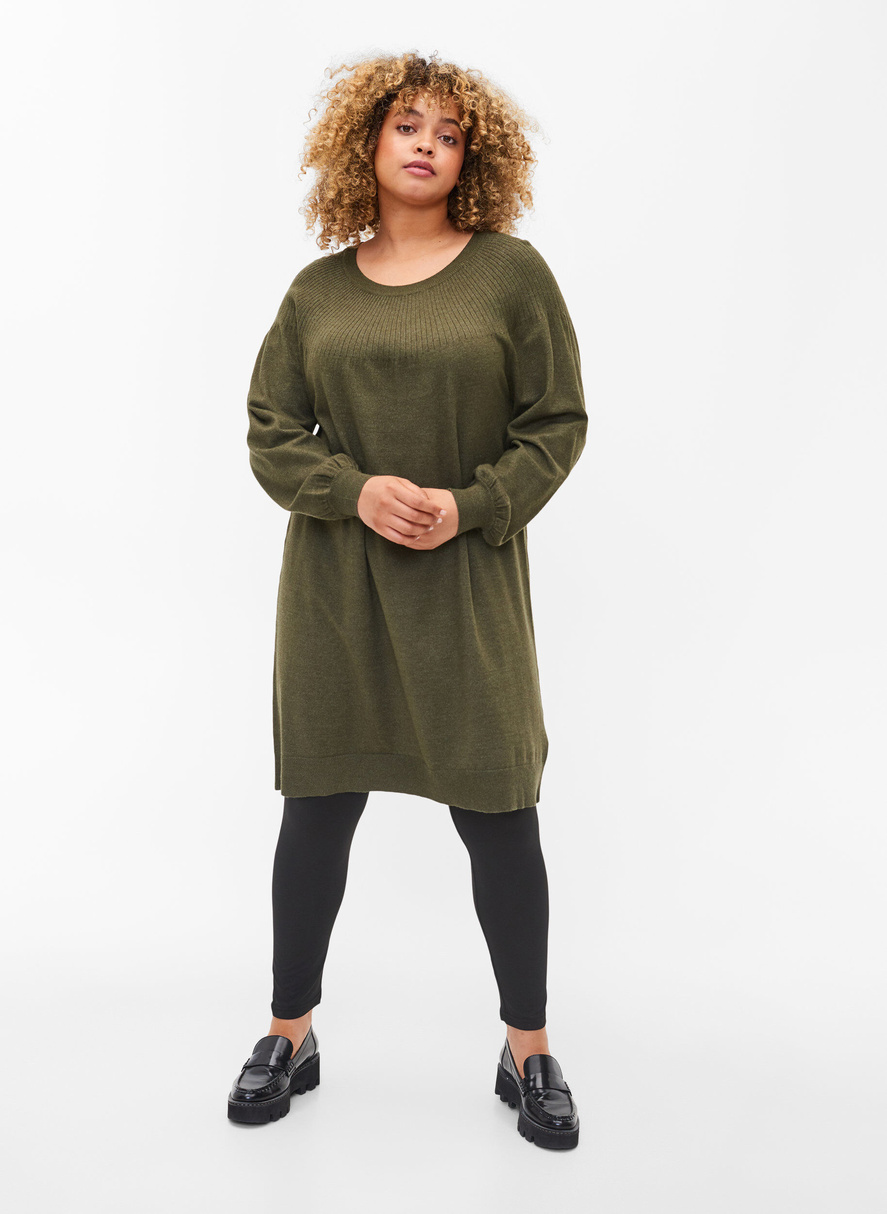 Zizzi 2 Paar Basic-Leggings, Black, Model image number 2