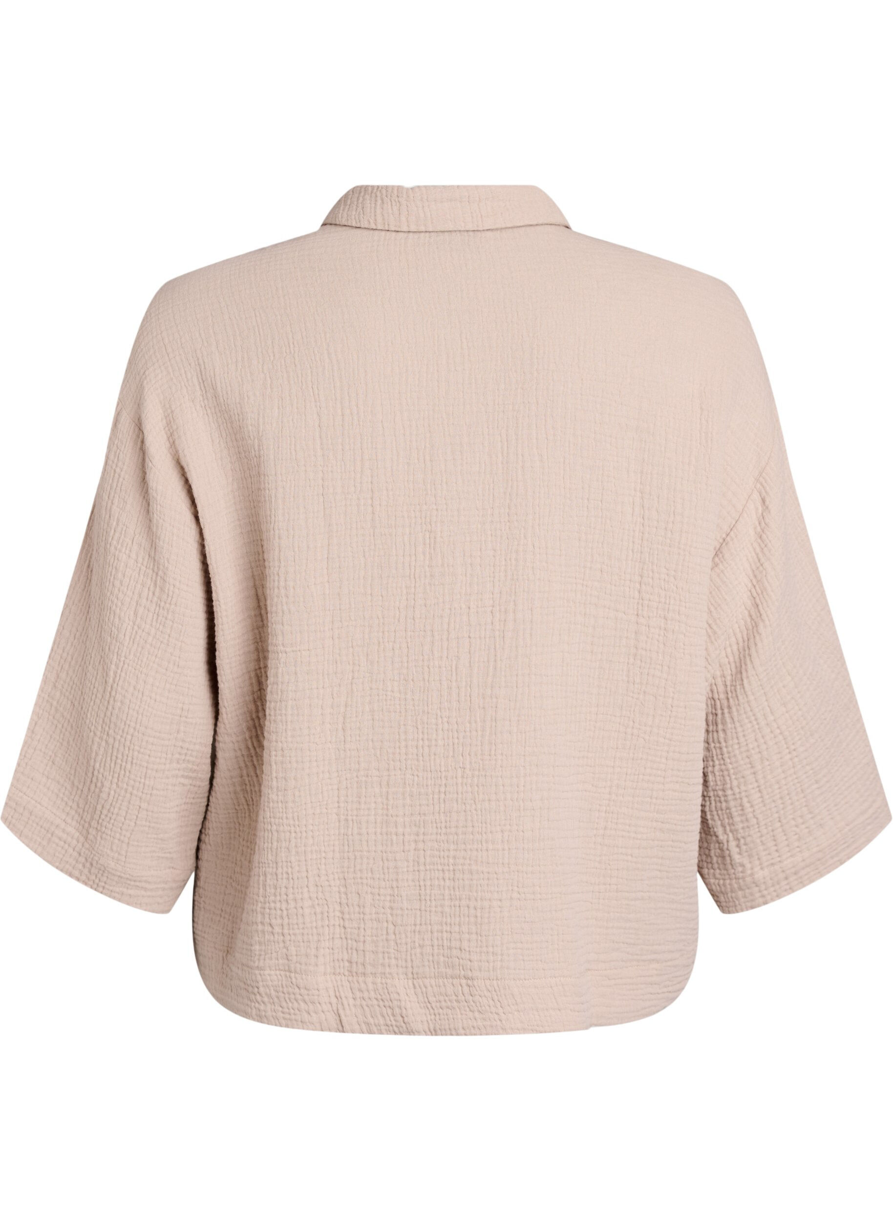 Zizzi Bluse aus Baumwoll-Musselin mit gestickten Details, Beige, Packshot image number 1