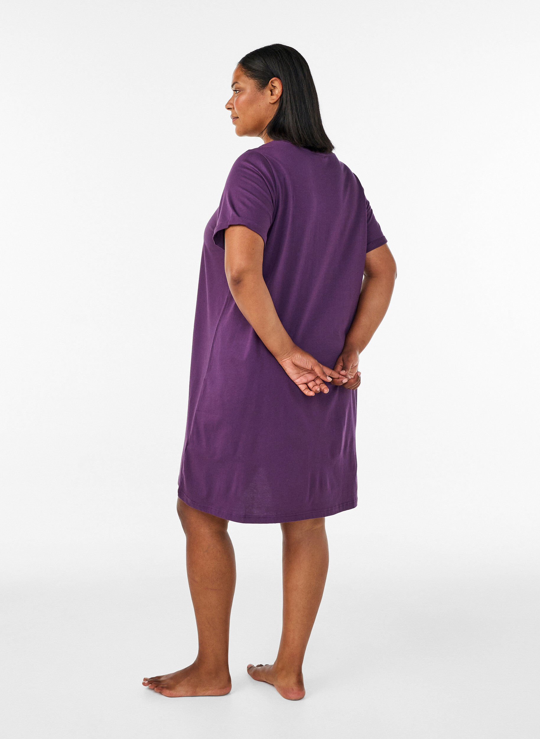 ZizziKurz&auml;rmeliges Nachthemd aus Bio-Baumwolle, Blau, Model image number 2