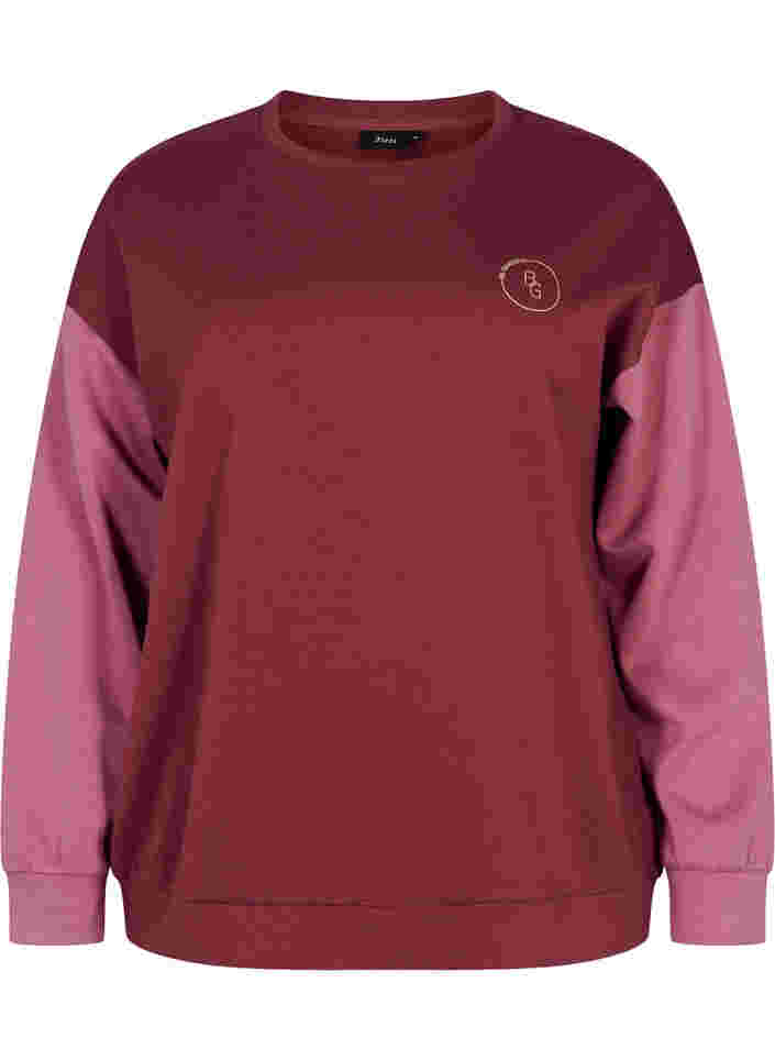 Sweater mit Colour-Block, Red Mahogany/Rose B, Packshot image number 0