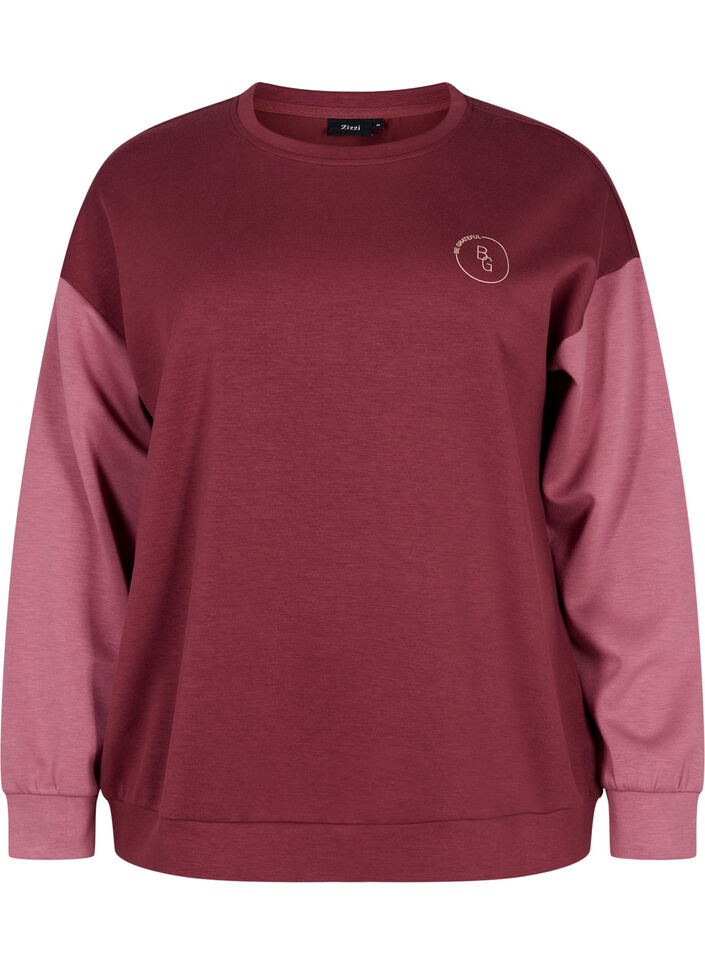 Sweater mit Colour-Block, Red Mahogany/Rose B, Packshot image number 0