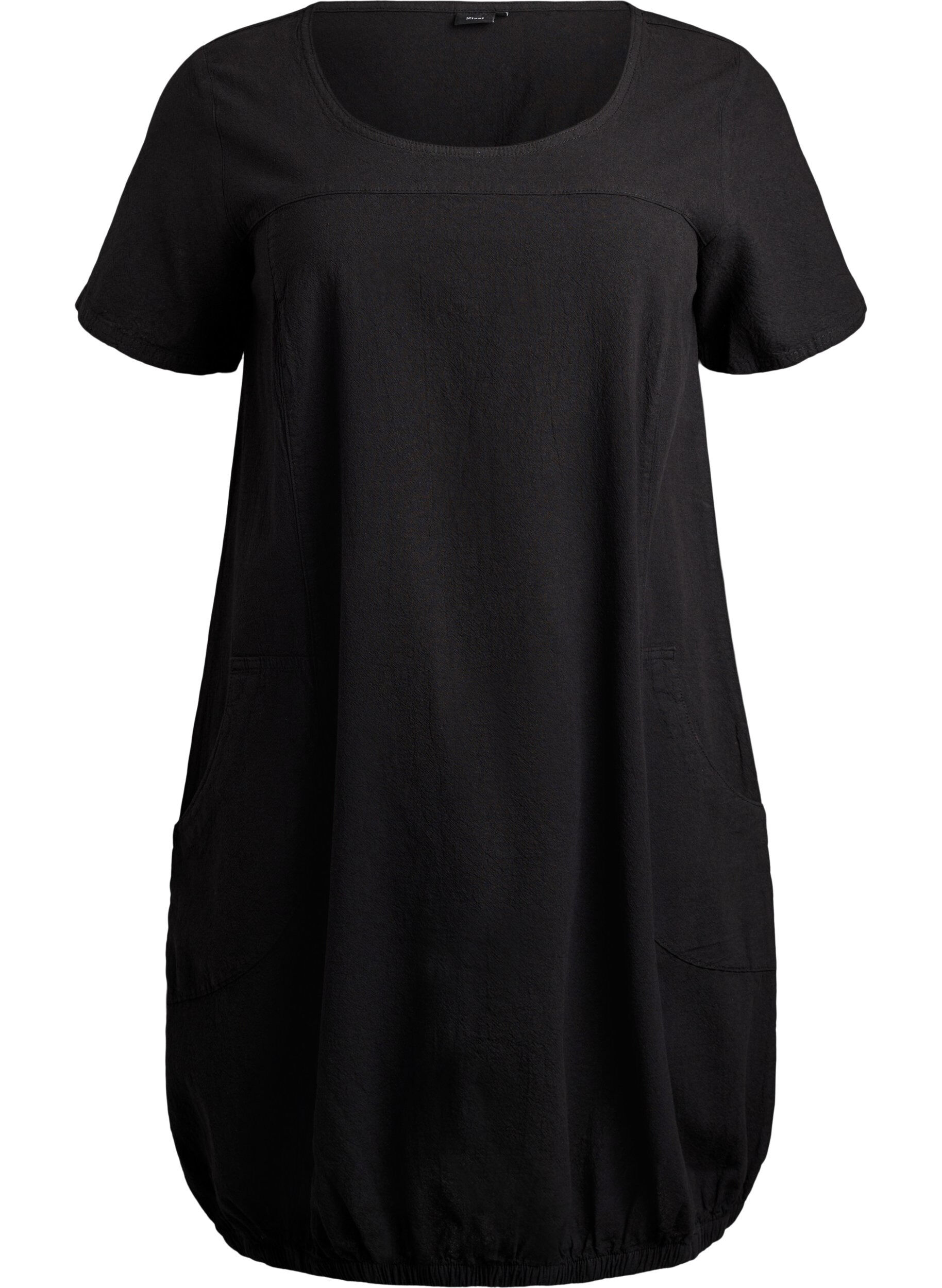 ZizziKurzarm Kleid aus Baumwolle, Schwarz, Packshot image number 0