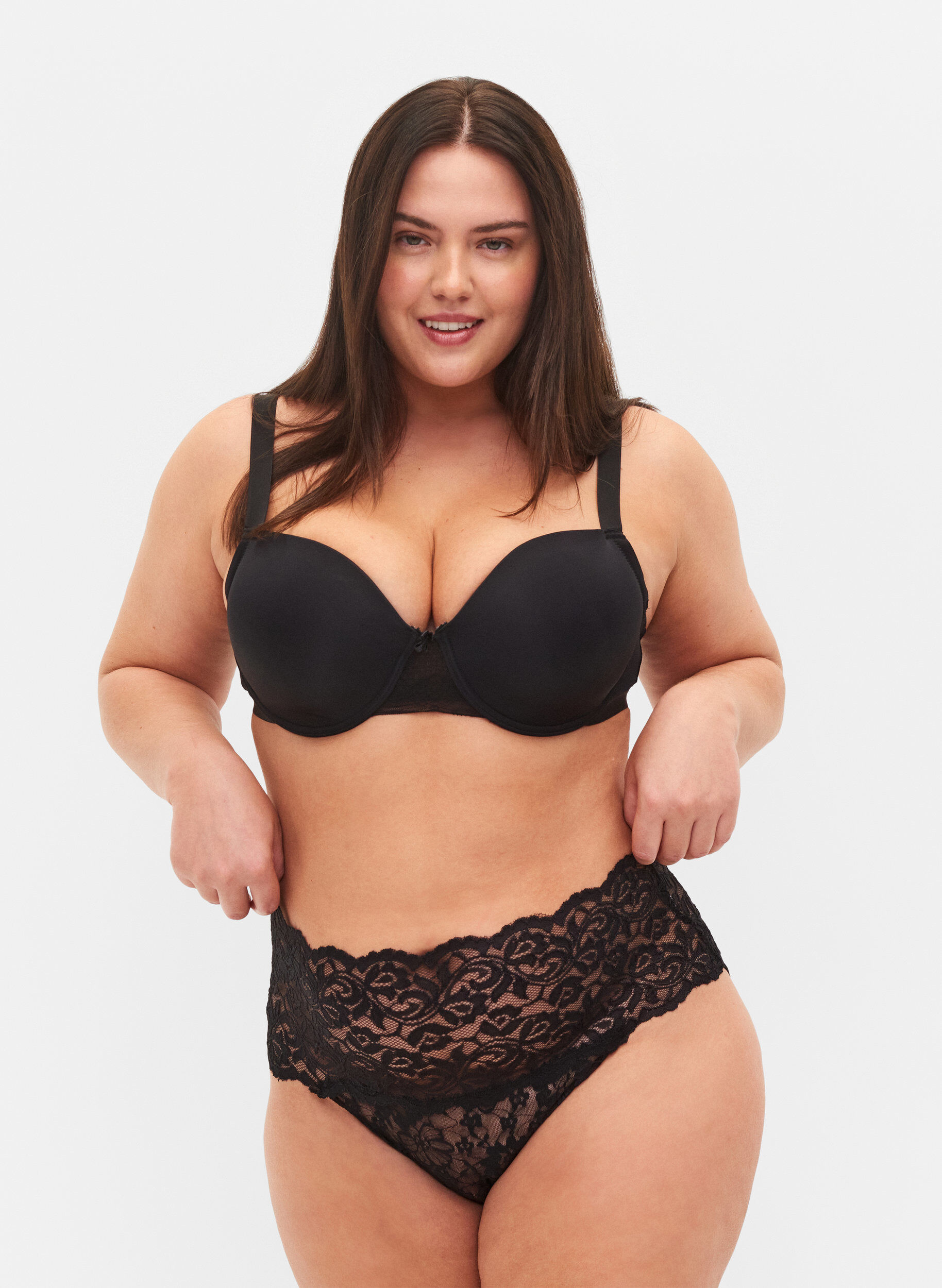Zizzi 3er-Pack Hipster-Slip aus Spitze, Schwarz, Model image number 0