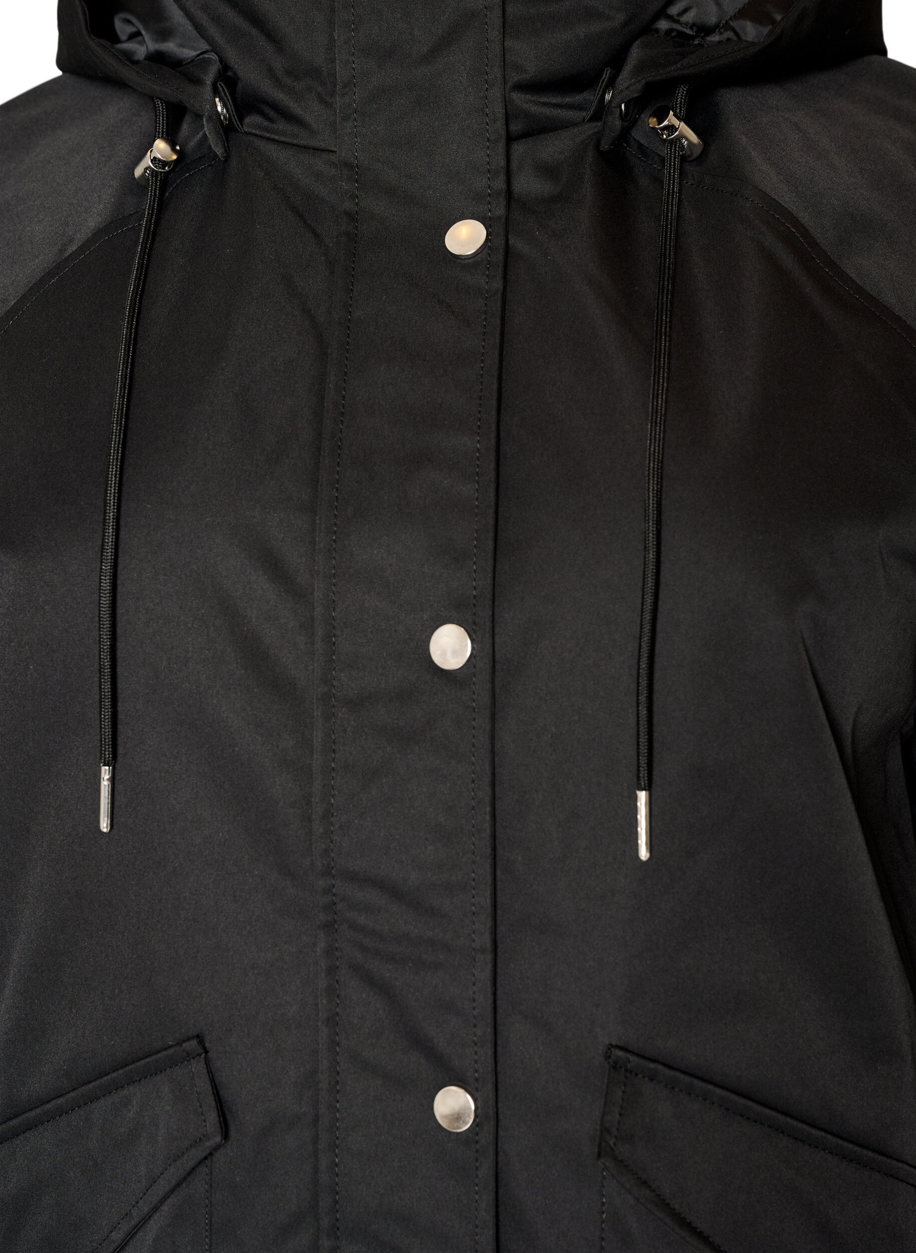 ZizziGepolsterter Parka mit einer abnehmbaren Kapuze, Schwarz, Packshot image number 2
